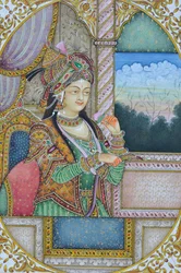 Miniaturemaleri af Mughul-dronning Nurjahan Indien Asien