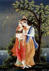 Miniaturemaleri af Radha Krishna, Indien
