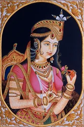 Miniaturemaleri på papir af prinsesse Mumtaz Mahal, hustru til mogulkejseren Shah Jahan