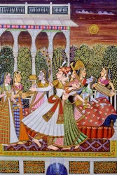 Mughal konge og dronning miniaturemaleri