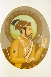 Portræt af mogul-kejser Aurangzeb, Indien