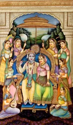 Radha Krishna i miniaturemaleri på elfenben