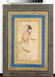Portræt af en iransk mester dervish - Malet miniature, akvarel, gouache og guld på pap (14,8x7,9 cm), begyndelsen af ​​det 17. århundrede - State Hermitage, Sankt Petersborg (Rusland)