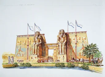 Det antikke Theben - rekonstruktion af statuerne af Amenhotep 3., kendt som Memnonkolosserne, på Ramses 2.s tid