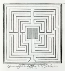 Labyrint af haven til Villa Papafava, Padova, fra "Villaer, haver og landskaber i Venedig" af A. Volkamer (gravering)