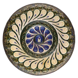 Polykrom cirkulær plade, venetiansk, ca. 1500 (pakkeforgyldt emalje)