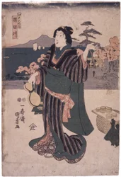 Edo Meisho House: Sumidagawa (kvinde med græskar)