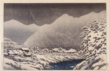 Hida Valley om vinteren (blæk)