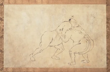 Sumo Wrestlers (Sumi-blæk på papir)