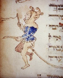 En hofnarr. jødisk manuskript fra det 13. århundrede. Biblioteca Palatina, Parma.