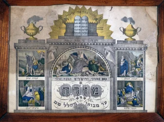 Misrach, der angiver retningen af ​​Jerusalem i jødiske huse - Wenzel Printing i Wissembourg, Alsace - Musee d