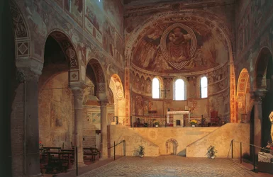 Italien, Emilia Romagna-regionen, Ferrara-provinsen, Pomposa Abbey, apsis med fresker