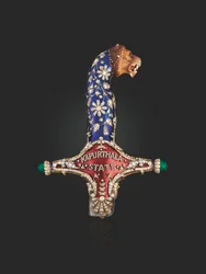 Hilt af statssværdet af Maharaja Jagatjit Singh af Kapurthala, ca. 1900 (emalje, diamanter og rubiner)
