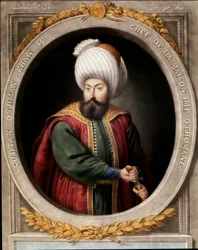 Osmannerriget: portræt af den første osmanniske sultan Osman I (1299-1326). Topkapi Sarayi Istanbul bibliotek