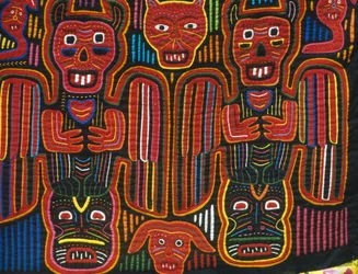 Håndsyet farvet bomuld, San Blas Archipelago, Republikken Panama, Detail