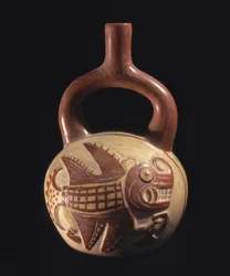 Vase med fiskedesign, Mochica, 200-800AD,(keramik)