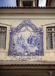 Opdaget Brasilien i 1500 af Pedro Alvares Cabral (1467/8- omkring 1520). Fliser i Lissabons omgivelser.