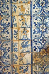 Panel, der viser jagtscener, Tarouca, Portugal (keramiske fliser)