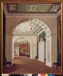 Sæt med værelser i Stroganov-paladset i Sankt Petersborg. Maleri af en russisk mester, olie på lærred, omkring 1840. Russisk kunst