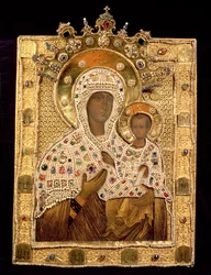 Ikon af Jomfru Maria, Smolenskaja-klosteret, Moskva (blandede medier)