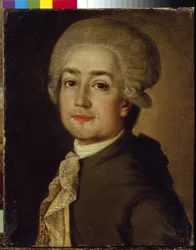 Portræt af komponisten Fyodor Makarov (1756-1821) (Portræt af komponisten Fyodor Fyodorovich Makarov). Anonymt maleri, olie på lærred, omkring 1780. Russisk kunst