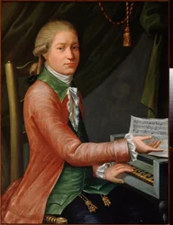 Portræt af komponisten Yevstigney Fomin (1761-1800). Maleri af en russisk mester, olie på lærred, omkring 1780. Russisk kunst