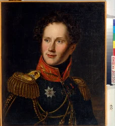 Portræt af grev Alexei Fyodorovich Orlov (1787-1862). (Alexey Fyodorovich Orlov), greve daværende prins, soldat og russisk diplomat. Anonymt maleri, olie på lærred, omkring 1810. Russisk kunst