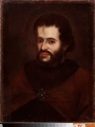Portræt af zar Ivan V Alexeyevich (1666-1696). Maleri af en russisk mester, olie på lærred, begyndelsen af ​​1700-tallet. National Art Gallery of Komi Republic, Sykyivkar (Rusland).