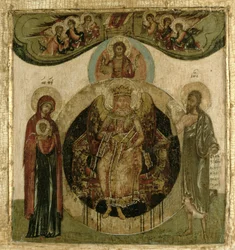 Russisk ikon af Sophia, den hellige visdom, der troner i form af en fyrig bevinget engel (panel)