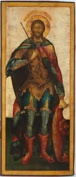 Sankt Alexandre Nevski (1220-1263) - (Saint-Alexandre-Nevski) - Sankt Alexander Nevskij - russisk ikon. Tempera på panel, anden halvdel af det 18. århundrede. Mål : 142,5x61 cm Ikonen Museum Recklinghausen