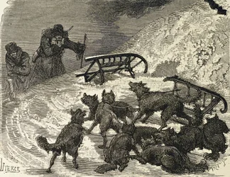 Sibirien. Kane væltet, russisk kunstner (gravering),