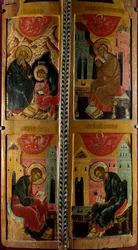 De fire evangelister russisk ikon. Træmaleri fra 1660. Rouen, Museum of Fine Arts