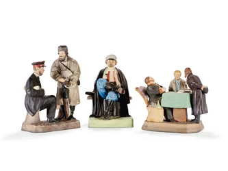 Tre porcelænsfigurgrupper fra Gardner Porcelænsfabrik, slutningen af det 19. århundrede (porcelæn)