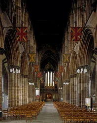 Gotisk kunst: udsigt over det indre af Glasgow Cathedral. 12. århundrede. Skotland