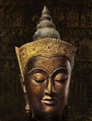 Ayutthaya stil hoved af et kronet Buddha billede (bronze)