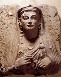 Østlig antikvitet: begravelsesbuste af Saba. Fra Palmyra. 2.-3. århundrede. Paris, Louvre-museet