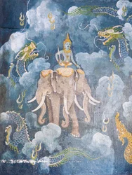 Freske, der viser en scene fra Buddhas liv, Wat Phra That Doi Suthep-templet (freske)