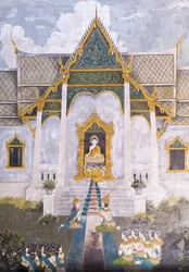 Fresko, der viser en scene fra Buddhas liv, Wat Phra That Doi Suthep-templet
