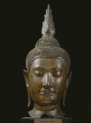 Buddhas hoved i meditation (bronze)