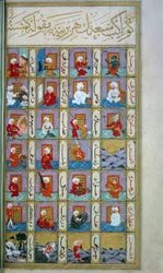 Tyrkisk astrologi: de syv planeter og de forskellige metier. Manuskript fra middelalderen, BN, Paris.