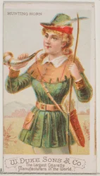Jagthorn, fra Musical Instruments-serien N82 til Duke-cigaretter, 1888., 1888.