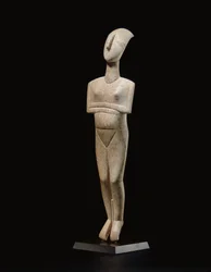 Kykladisk tilbagelænet kvindeskikkelse, navnestykke af Schuster-mesteren, Early Cycladic II, ca. 2400 f.Kr.