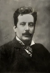 Portræt af den italienske komponist Giacomo Puccini (foto)