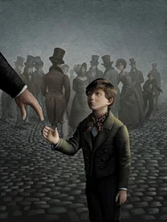 Oliver Twist, 2008 (scratchboard, farvelagt digitalt)