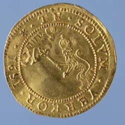 4-pund skotsk (hattestykke) af James I, Edinburgh mynte, 1591 (bagside) (guld) (for forside se 58855)