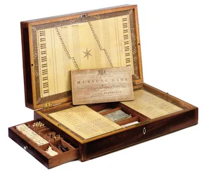 En skotsk George III patent musikalsk spilæske, ca. 1880 (mahogni, satintræ og elfenben)