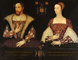 Kopi af det originale dobbeltportræt af Marie de Guise (1515-60) og King James V (1512-42) bestilt af Lord Bute, 1895