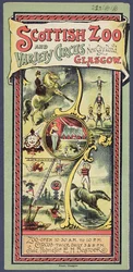 Reklamefolder for Scottish Zoo and Variety Circus, ca. 1890