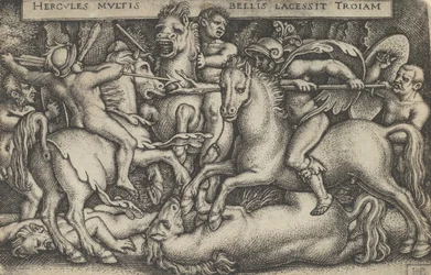 Hercules Fighting Against the Trojans, fra The Labours of Hercules, 1545.