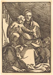 Madonna og barn under en baldakin